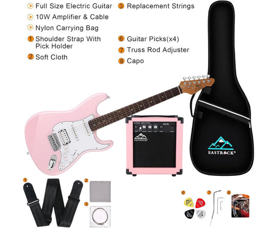 Eastrock 39 inch Full-Size Electric Guitar for Junior Beginners Pink