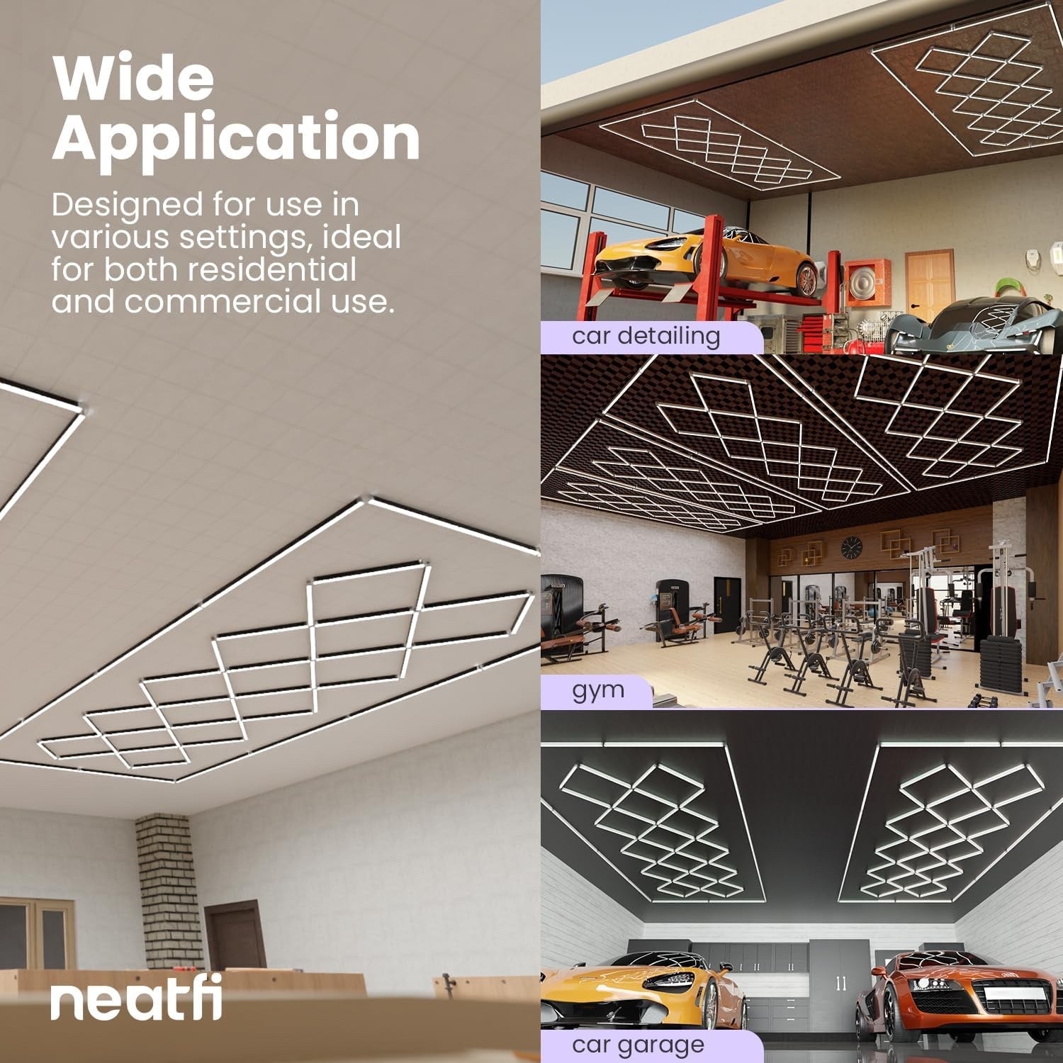 LED Shop Light Ceiling Mount 512W 31,680 Lumens Diamond Grid Cool White Garage