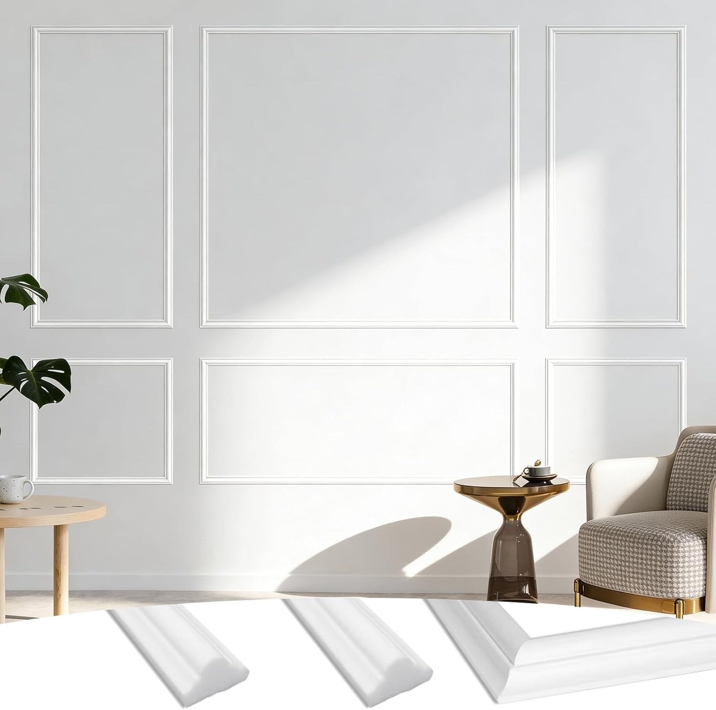 Wall Panelling Panels Wainscoting Peel Stick Moulding Kit 34Pcs Home Decor