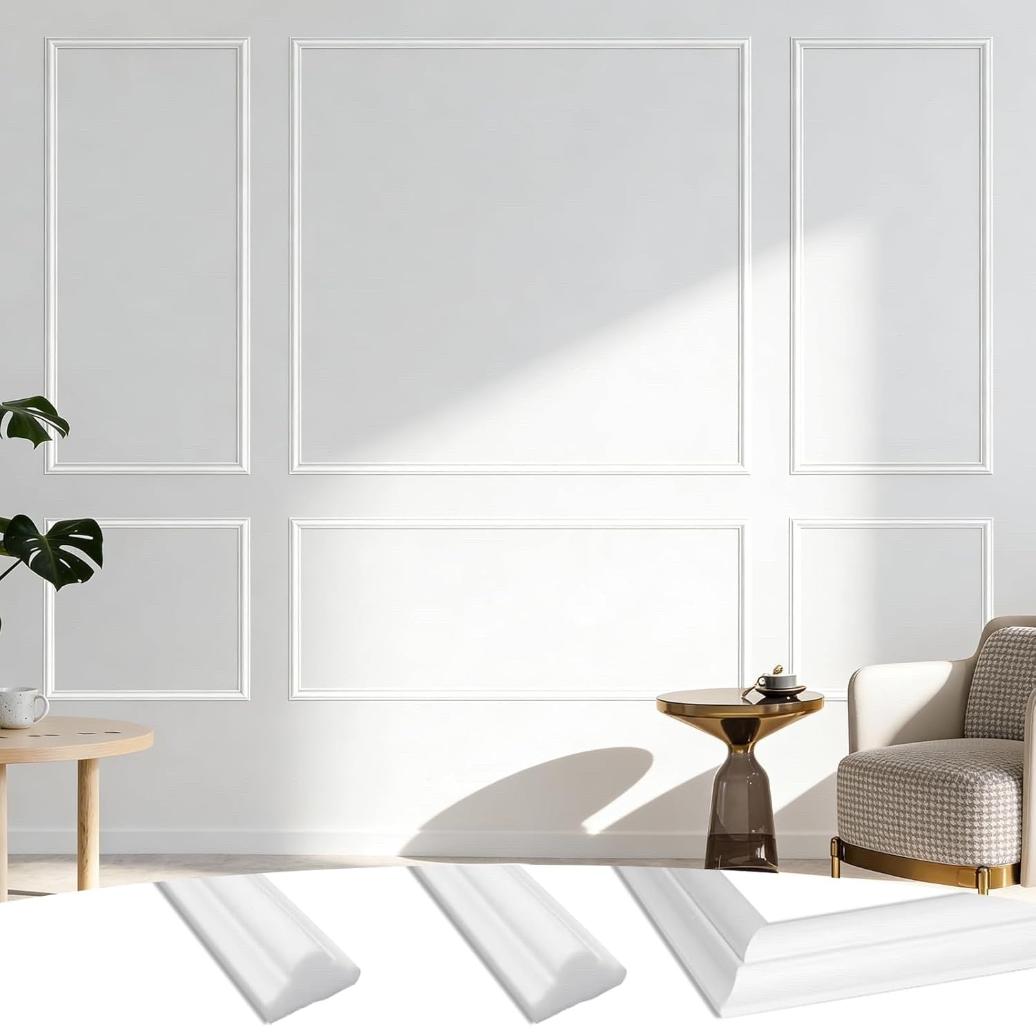 Wall Panelling Panels Wainscoting Peel Stick Moulding Kit 34Pcs Home Decor