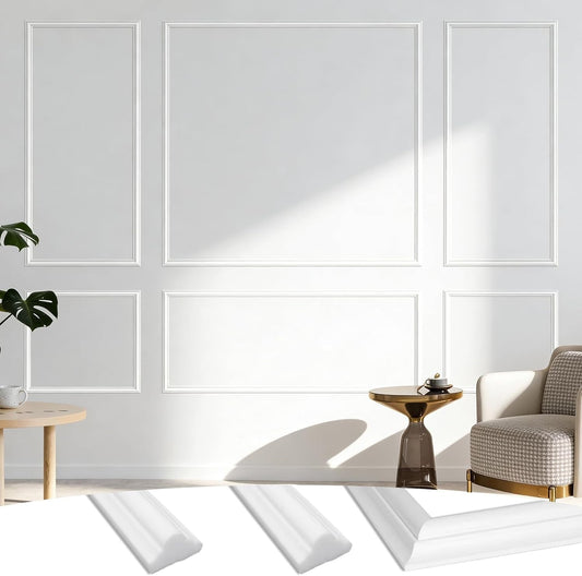 Wall Panelling Panels Wainscoting Peel Stick Moulding Kit 34Pcs Home Decor