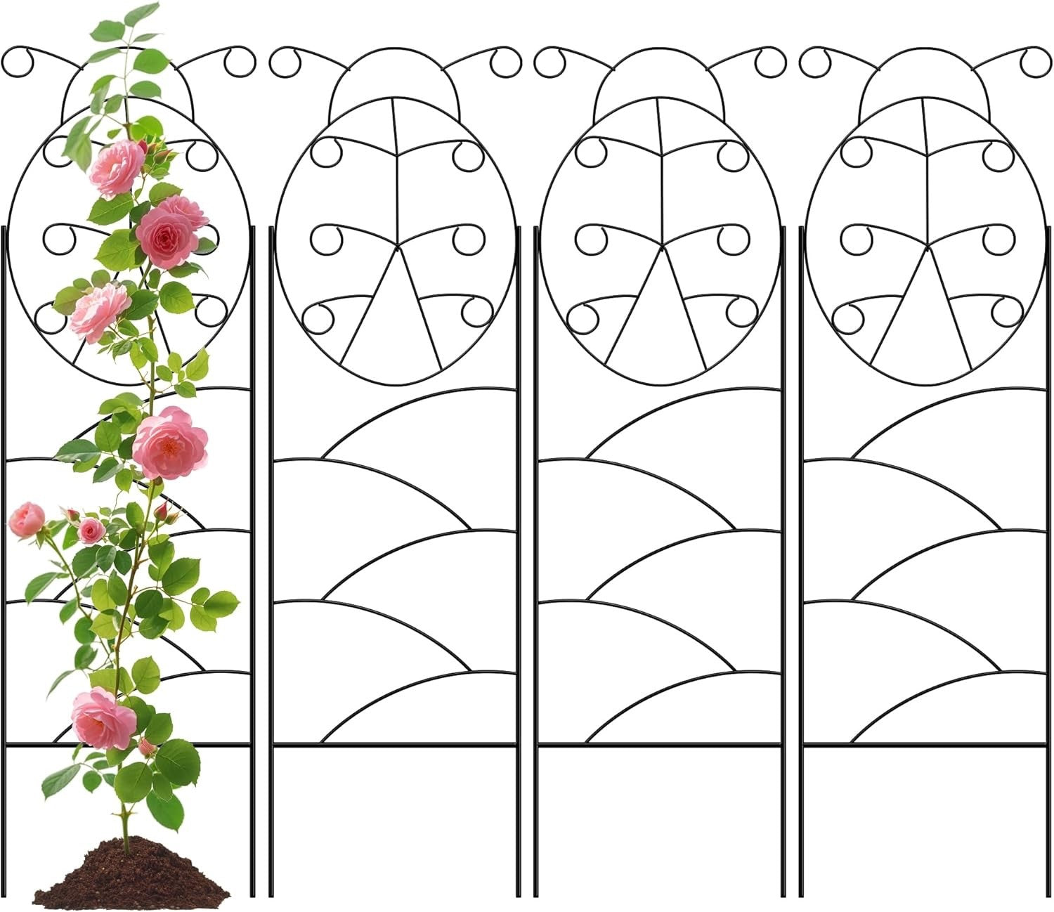 Metal Garden Trellis 142cm Pack of 4 Climbing Plant Support Indoor Outdoor
