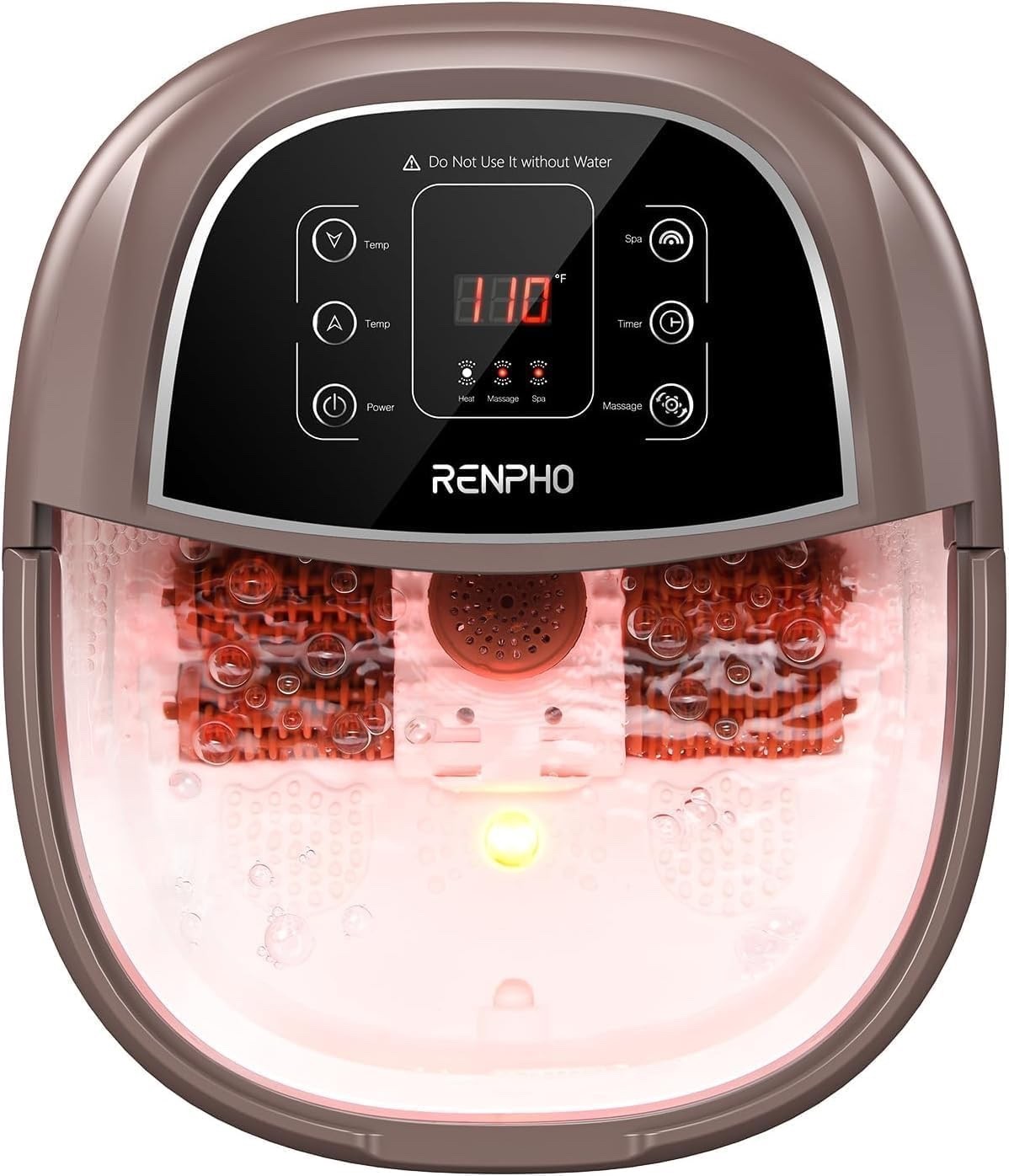 Electric Foot Spa Massager Heated Foot Bath Auto Rollers Timer 3 Modes Brown