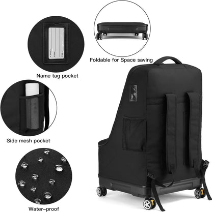 Car Seat Travel Bag Wheels Airplane Backpack 900D Hard Base 4 Spinner Black 72cm