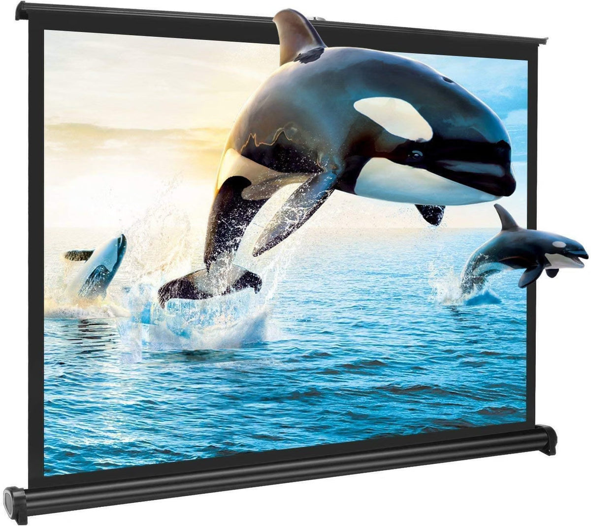 Portable Projector Screen 50 Inch 16:9 Retractable Tabletop Stand Home Cinema