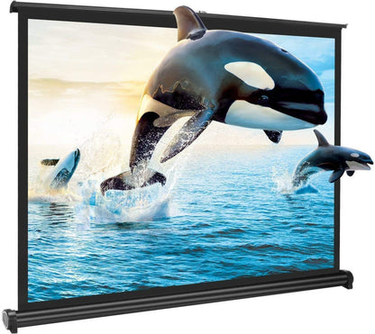 Portable Projector Screen 50 Inch 16:9 Retractable Tabletop Stand Home Cinema