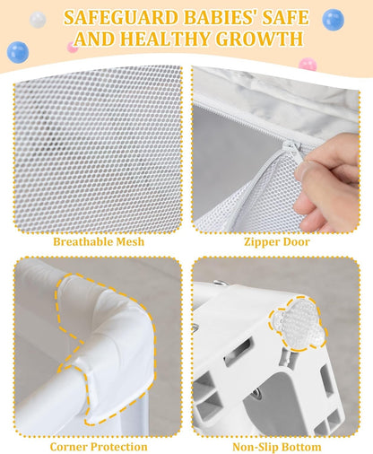 Baby Playpen Play Yard Foldable Large 180x150cm Toddler Safety Pen Hoop Bag