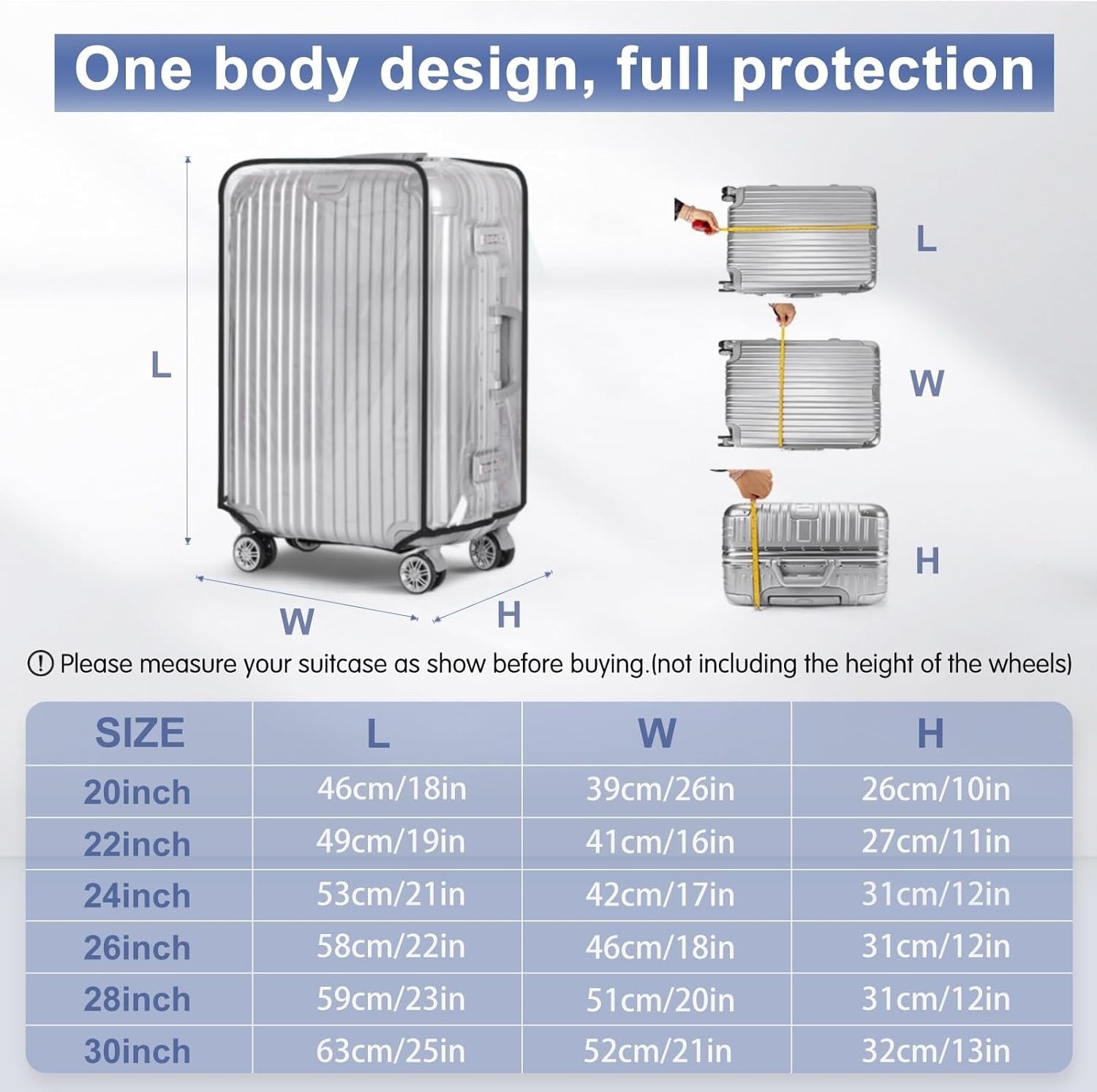 Aomiduo 2 PCS Suitcase Covers Protector Travel Transparent 30 Inch Luggage Cover