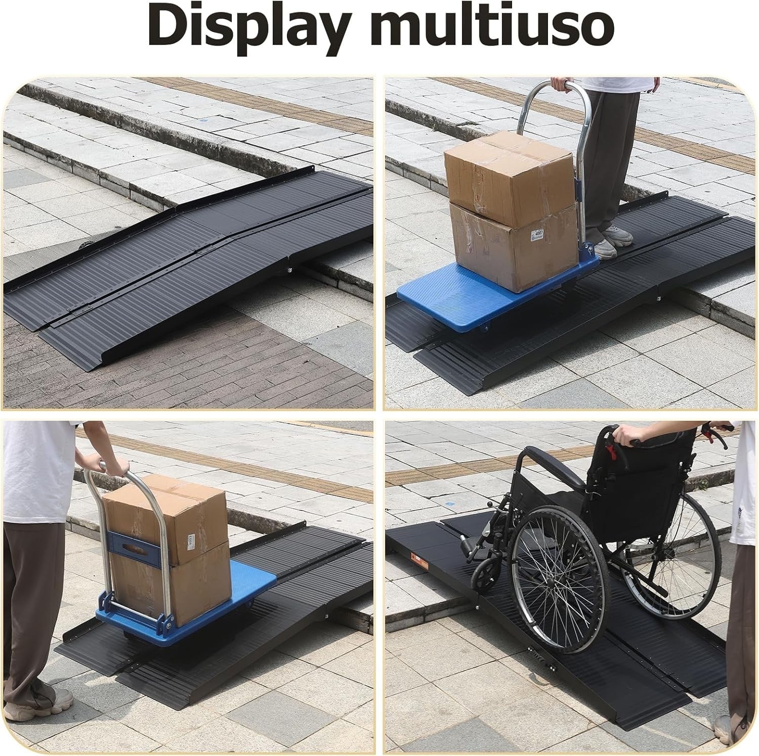 Gardhom Folding Wheelchair Ramp 214x72cm Non-Slip Heavy Duty 800lbs