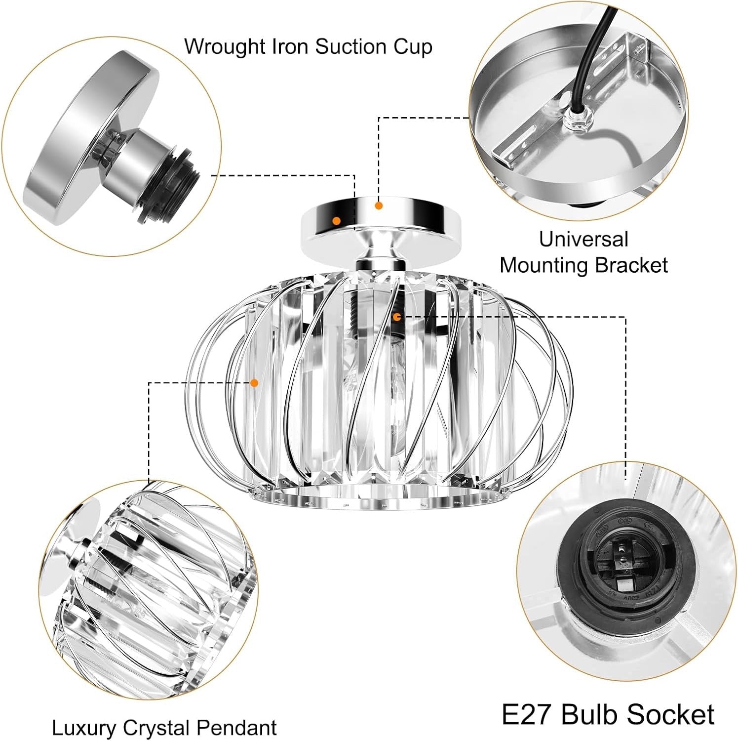 Modern LED Crystal Ceiling Light Chandelier Chrome Living Room Bedroom