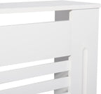White MDF Radiator Cover 100cm Tall Modern Slatted Heater Cabinet Shelf