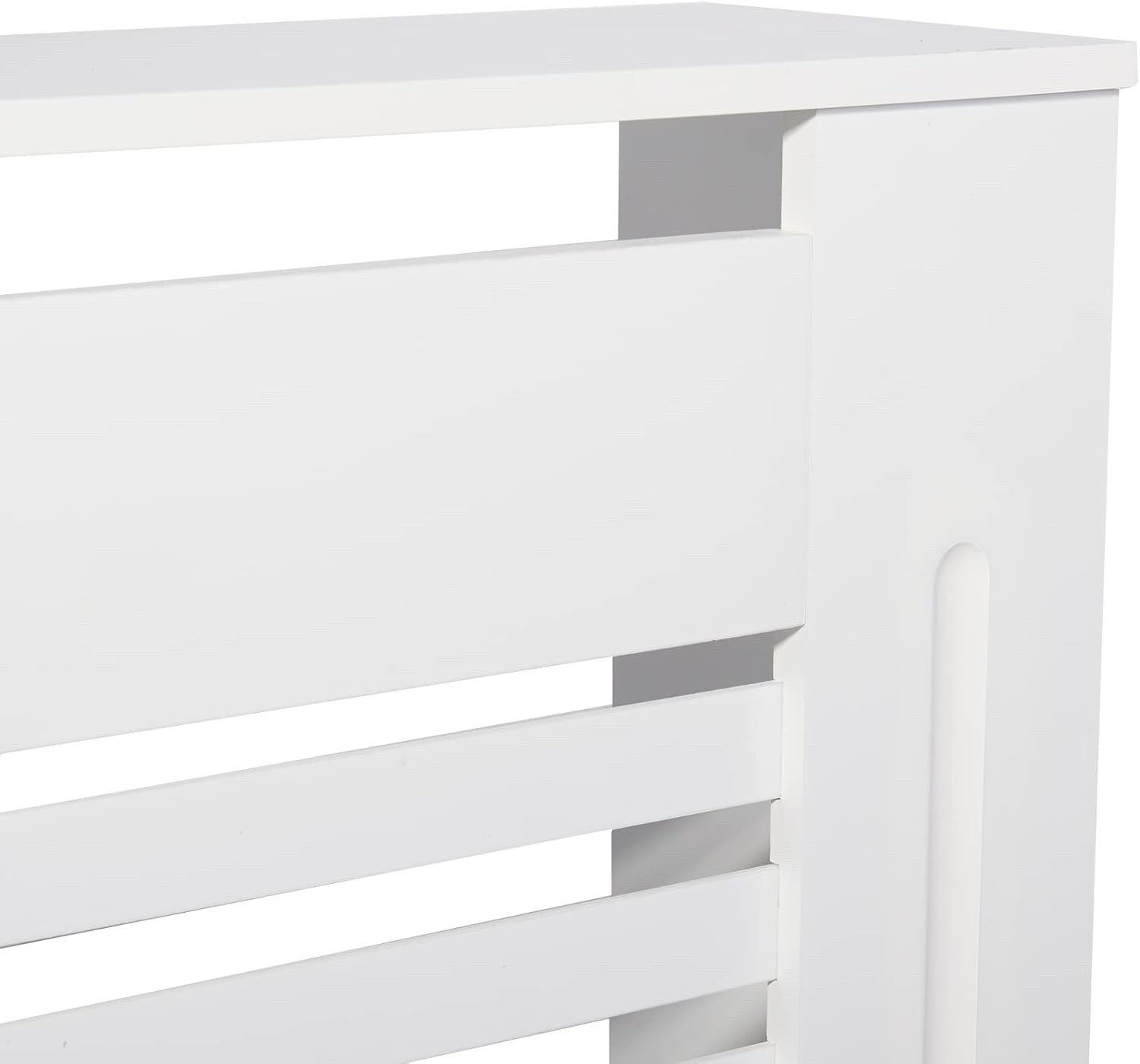 White MDF Radiator Cover 100cm Tall Modern Slatted Heater Cabinet Shelf