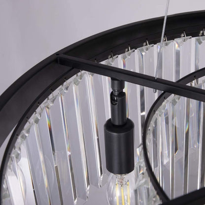 Crystal Chandelier Pendant Light 6-Light Black Modern Ceiling Fixture 21.65in