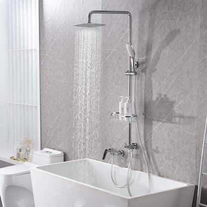 Rain Shower System 12" Rectangular XXL Stainless Steel Hand Shower Hose Rail