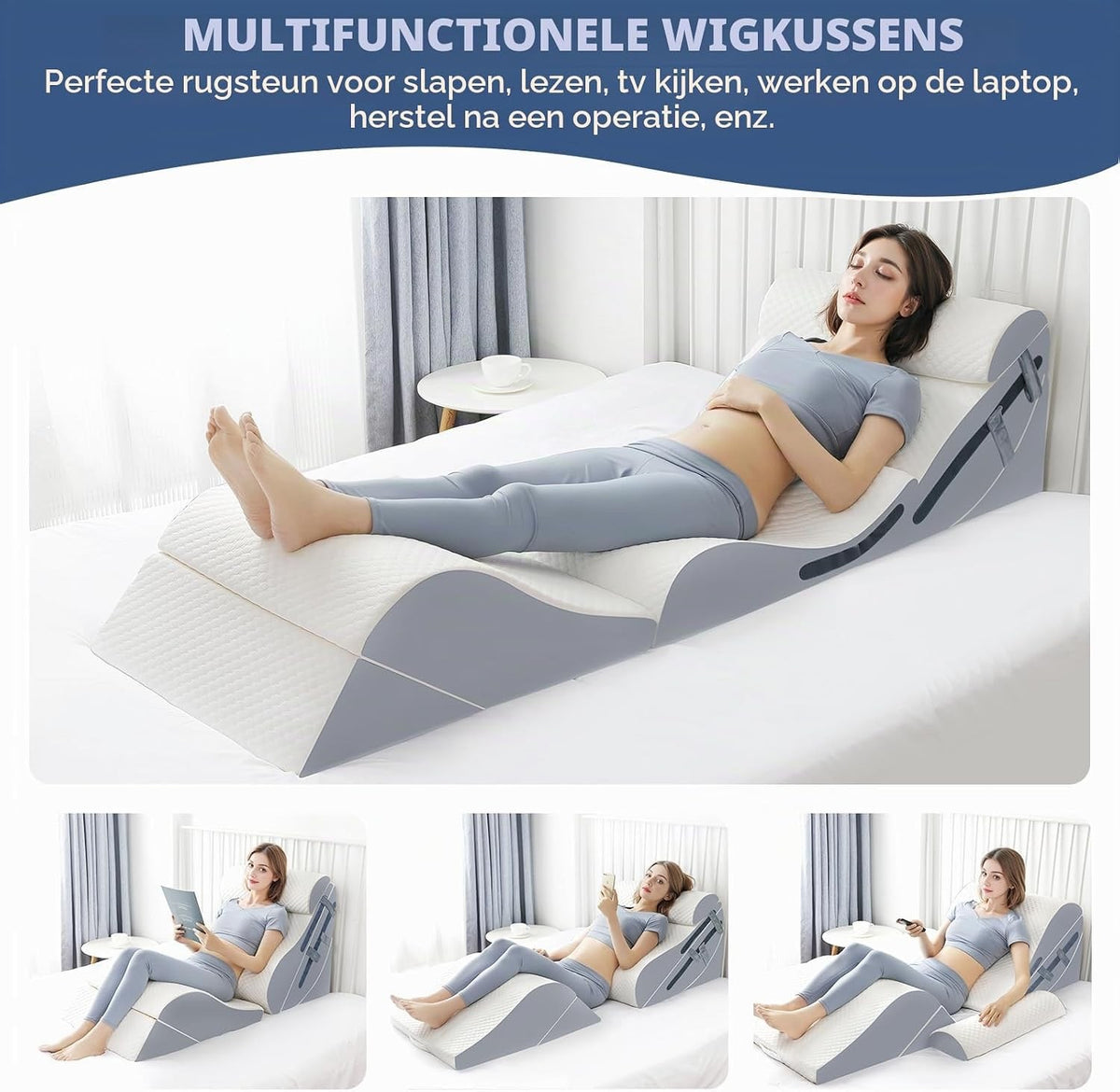 Orthopaedic Bed Wedge Pillow Set 6 Piece Memory Foam Adjustable Back Leg Support