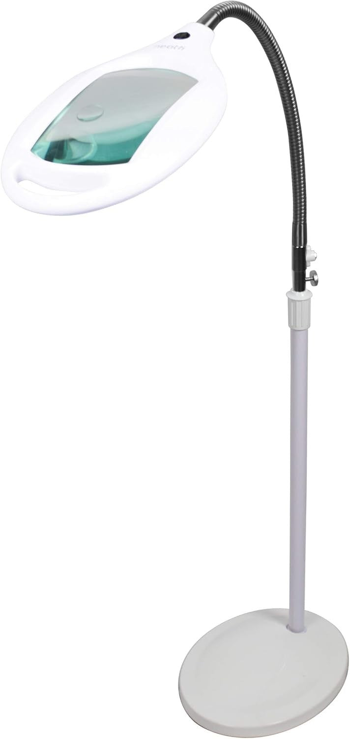 LED Magnifying Floor Lamp 12X 3X Bifocal Glass Lens Adjustable Light Stand