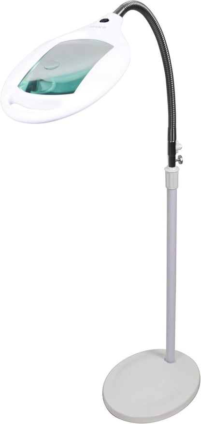LED Magnifying Floor Lamp 12X 3X Bifocal Glass Lens Adjustable Light Stand