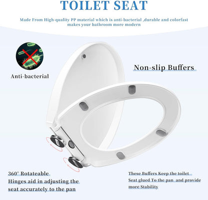 D Shape Toilet Seat Soft Close Quick Release Top Fix 46x36cm White Bathroom