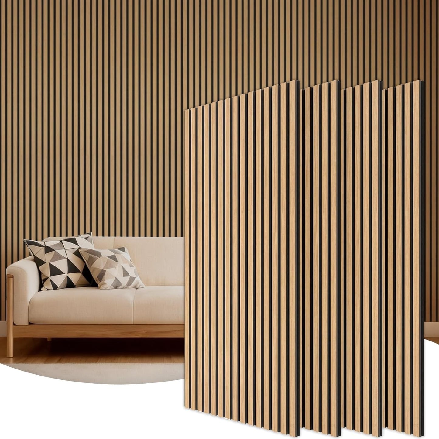 Acoustic Wood Wall Panels 4 Pack 120x60cm Natural Oak Slat Soundproof Decor
