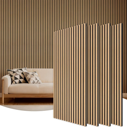 Acoustic Wood Wall Panels 4 Pack 120x60cm Natural Oak Slat Soundproof Decor