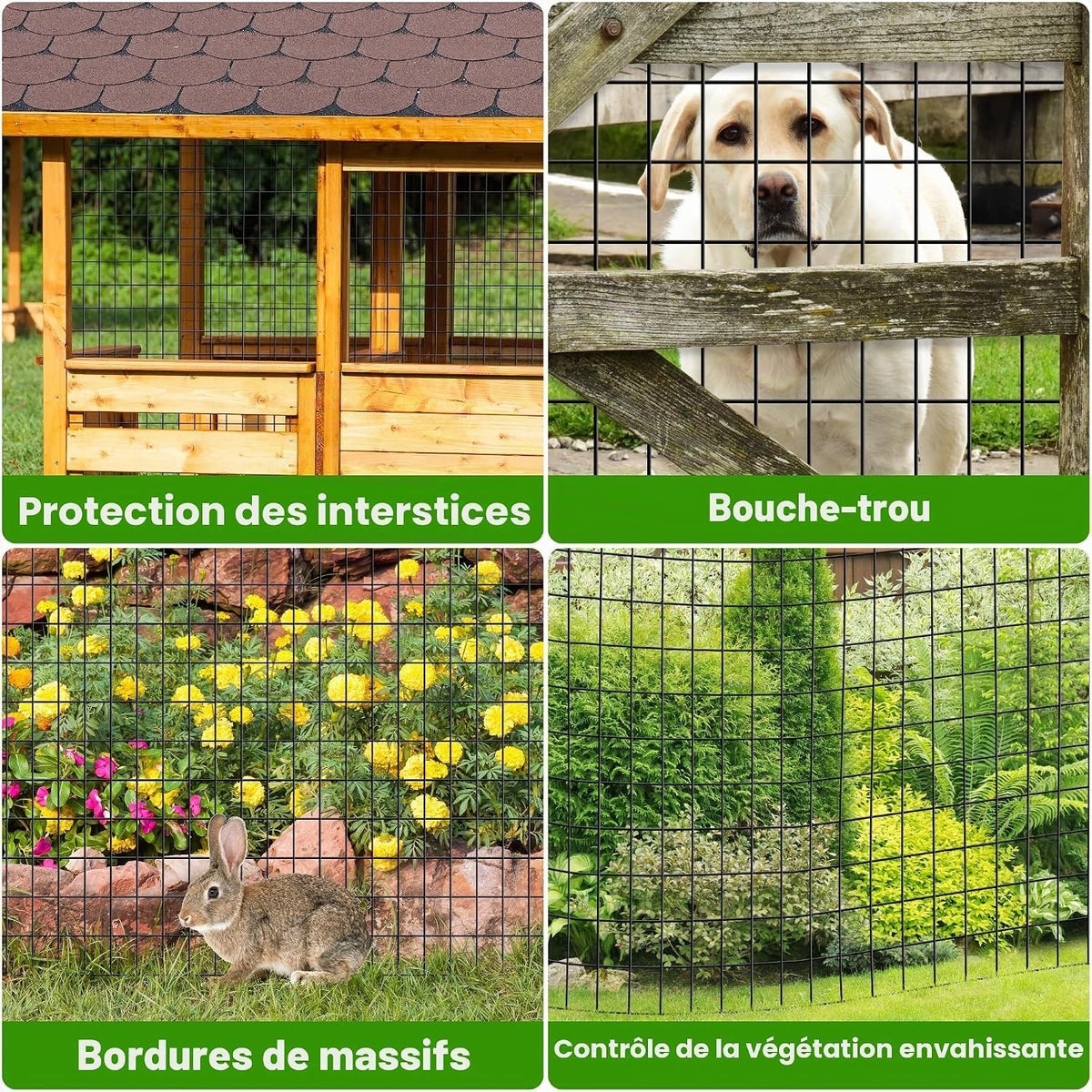 Garden Wire Mesh Fencing Roll 5ft x 50ft Black PVC Coated Steel 2mm Welded Fence