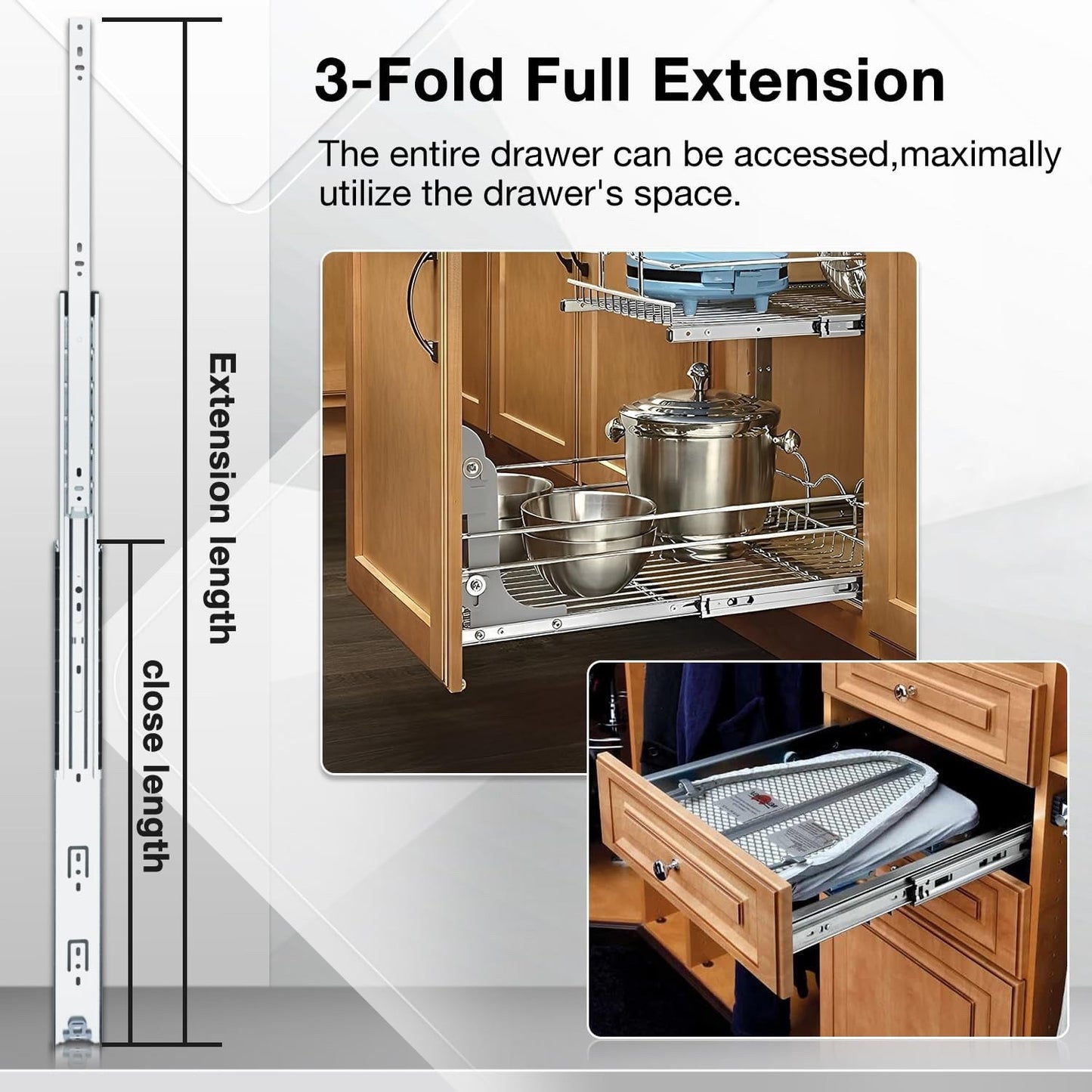600mm Heavy Duty Locking Drawer Slides Full Extension Ball Bearing Runners Pair