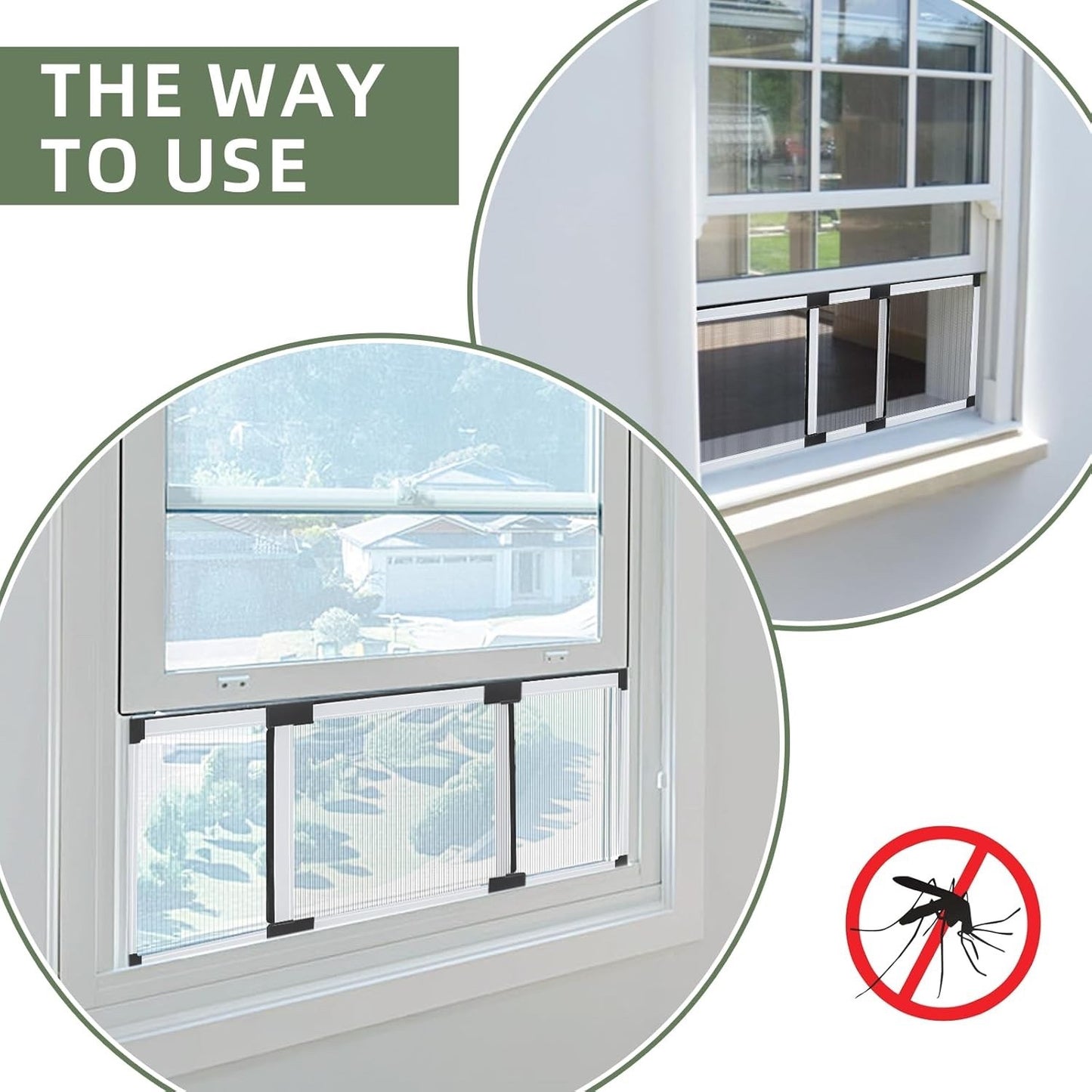 Fly Screen Window Mesh 2 Pack Adjustable Mosquito Aluminium Frame 40cm White