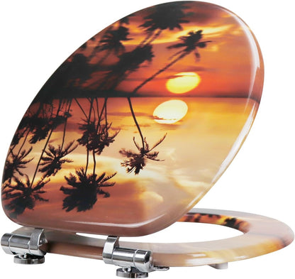 Wood Toilet Seat MDF Soft Close Durable Bathroom Seat Various Designs