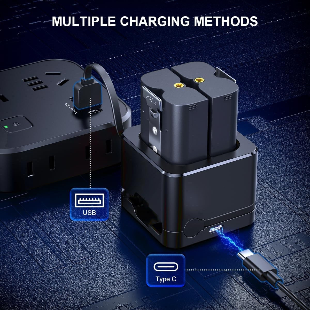 Quick Release Battery for Ring 2 Pack with LED Charger Station 3.65V 6040mAh