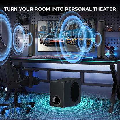 TV Soundbar Subwoofer Speaker 110W Bluetooth 5.3 Surround Sound Bass ARC Optical