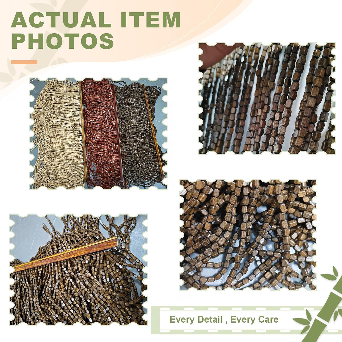 Wood Beaded Door Curtain 90 Strand 90x200cm Dark Brown Room Divider