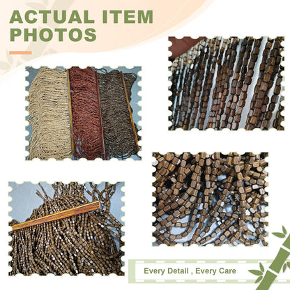 Wood Beaded Door Curtain 90 Strand 90x200cm Dark Brown Room Divider