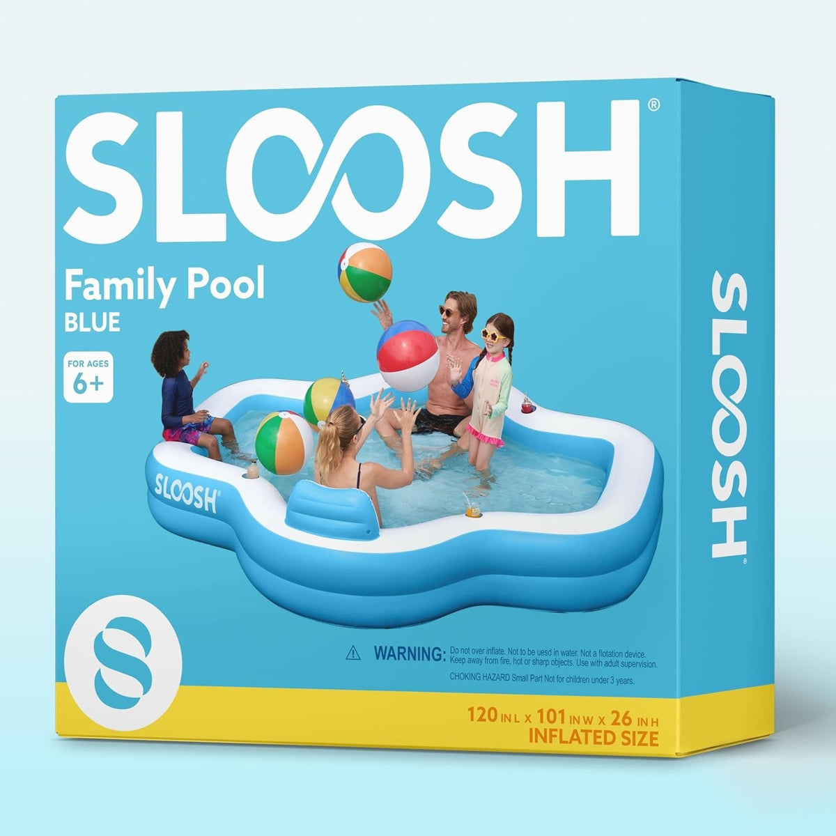 Inflatable Family Swimming Pool 120x101x26in 370 Gallon Bench Seat Cup Holders