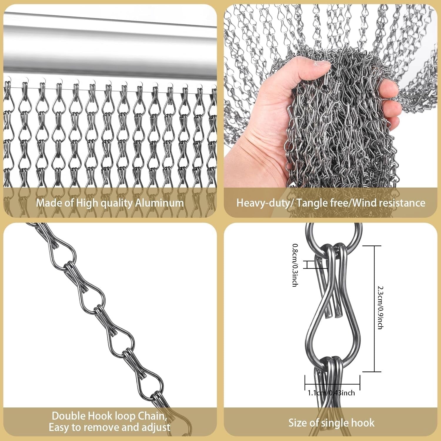 Aluminium Fly Screen Curtain Chain Door Insect Bug Pest Control Metal Hanging
