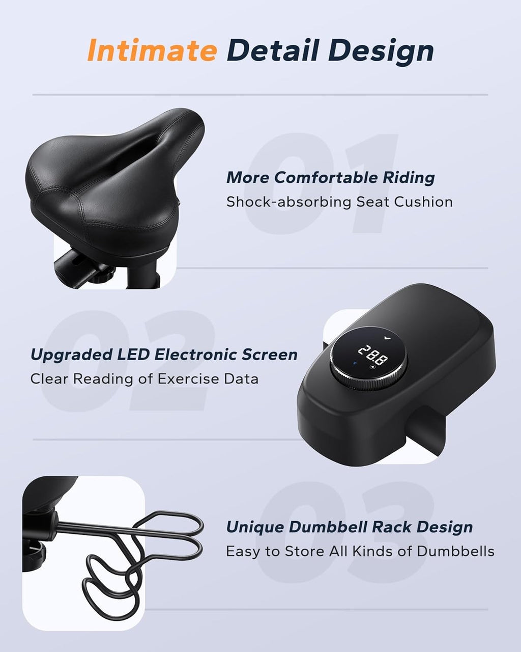 Indoor Exercise Bike Stationary Cycling Trainer LED Display Quiet Home Gym 300lb