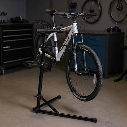 Bike Repair Stand Workstand Foldable Aluminium 360° Clamp Tool Tray 27kg Black