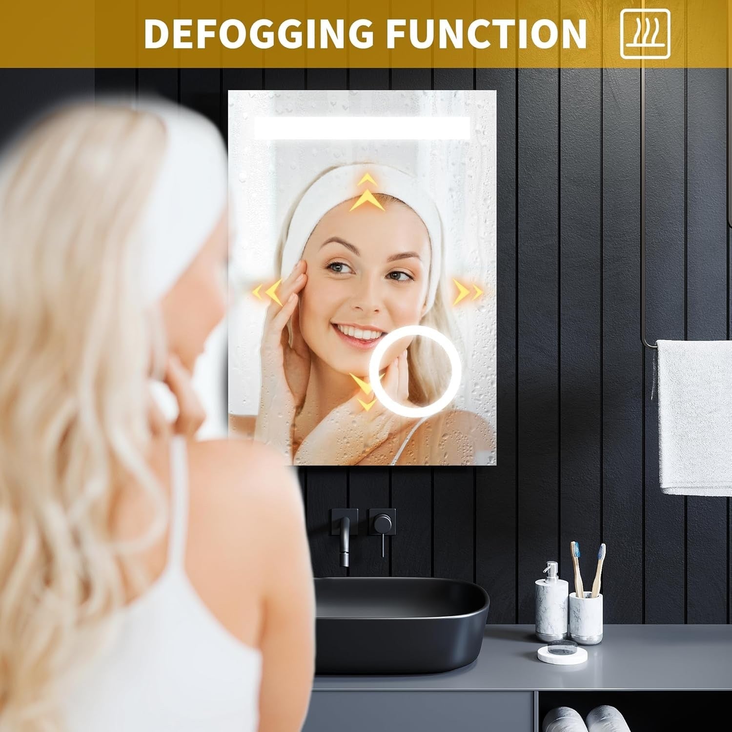 LED Bathroom Mirror 500x700mm Anti-Fog Touch Dimmable Shaver Socket Wall