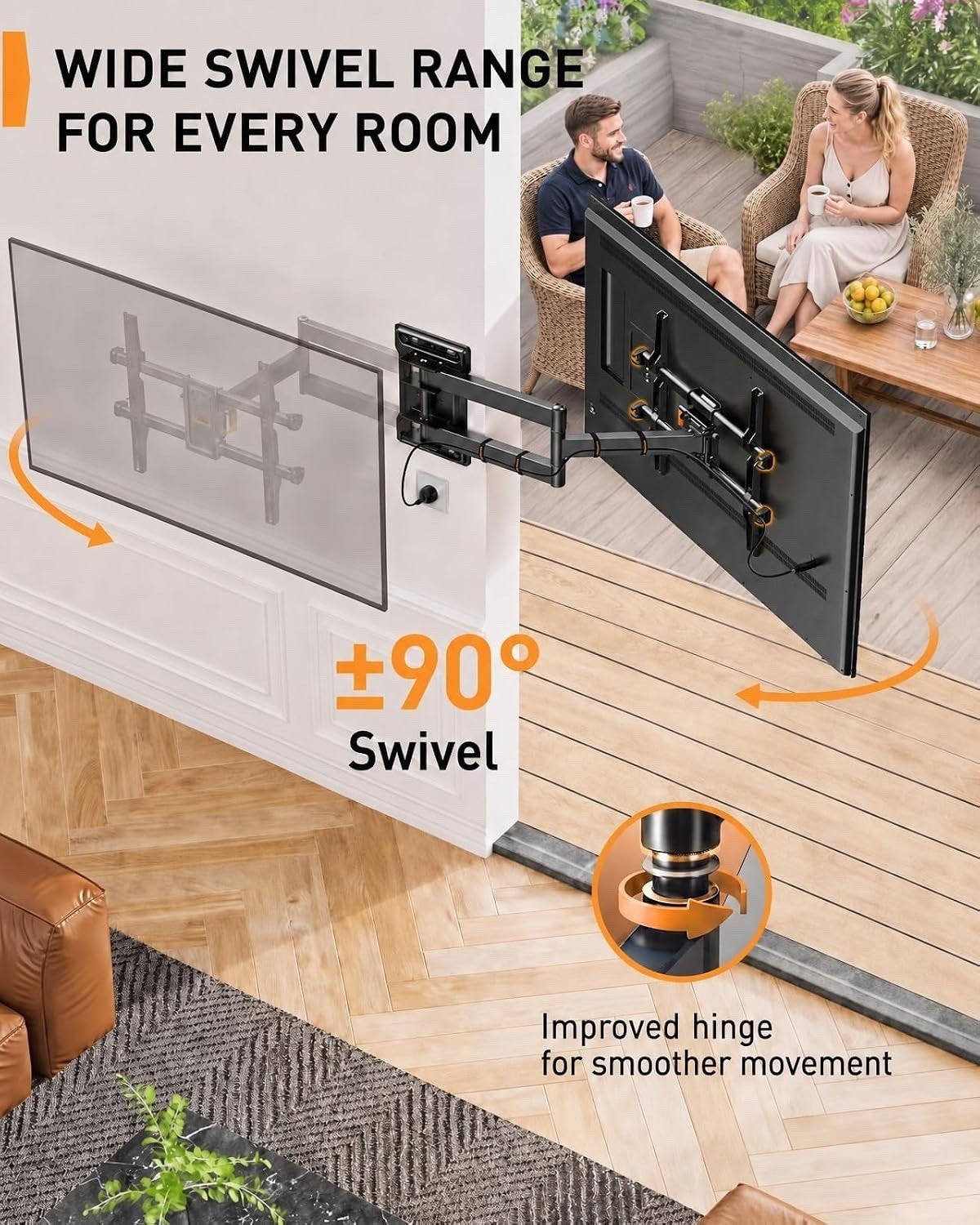 TV Wall Mount Bracket 32-65 Inch Full Motion 60kg 700mm Arm VESA 400x400 Swivel