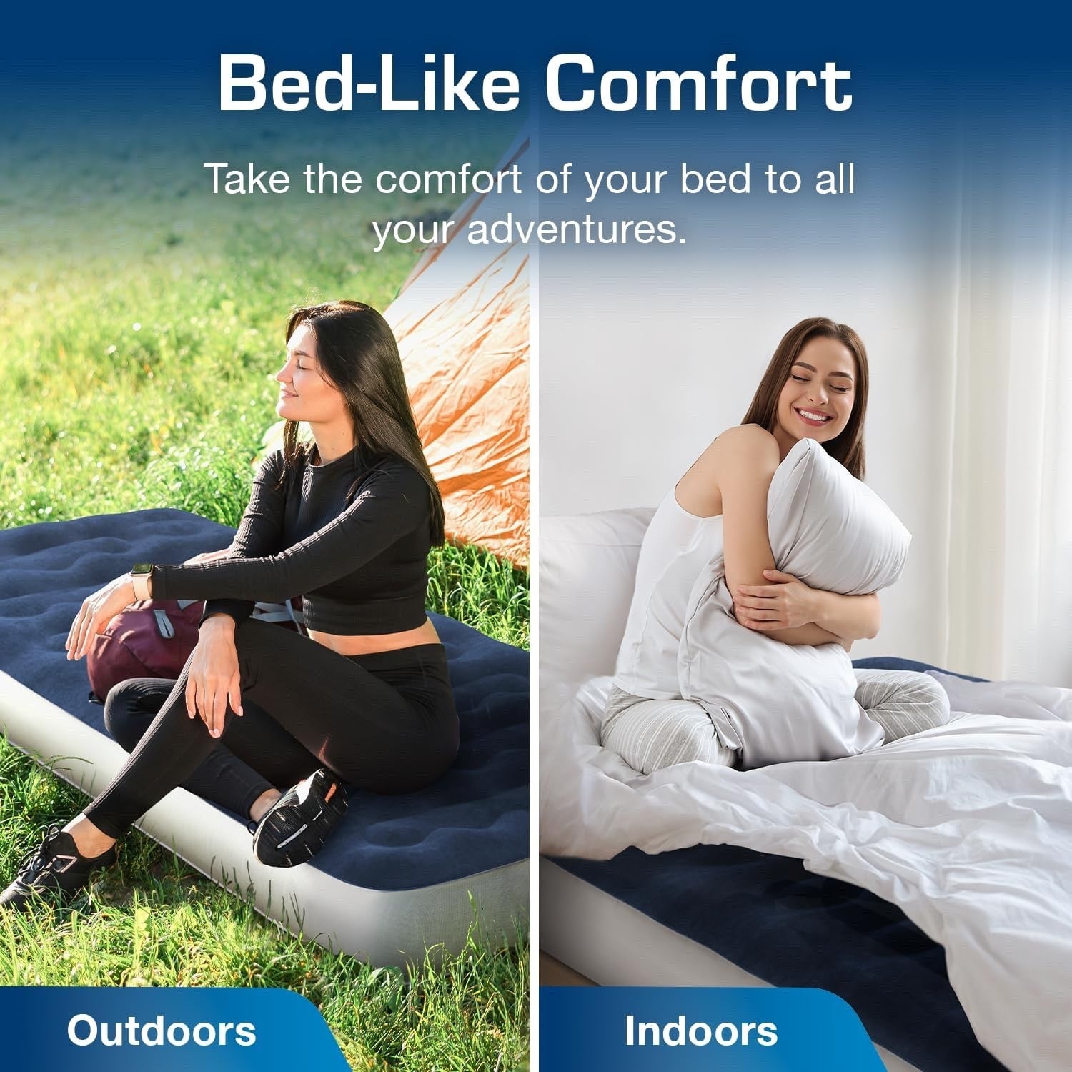 Single Camping Air Bed with USB Rechargeable Pump Inflatable Mattress