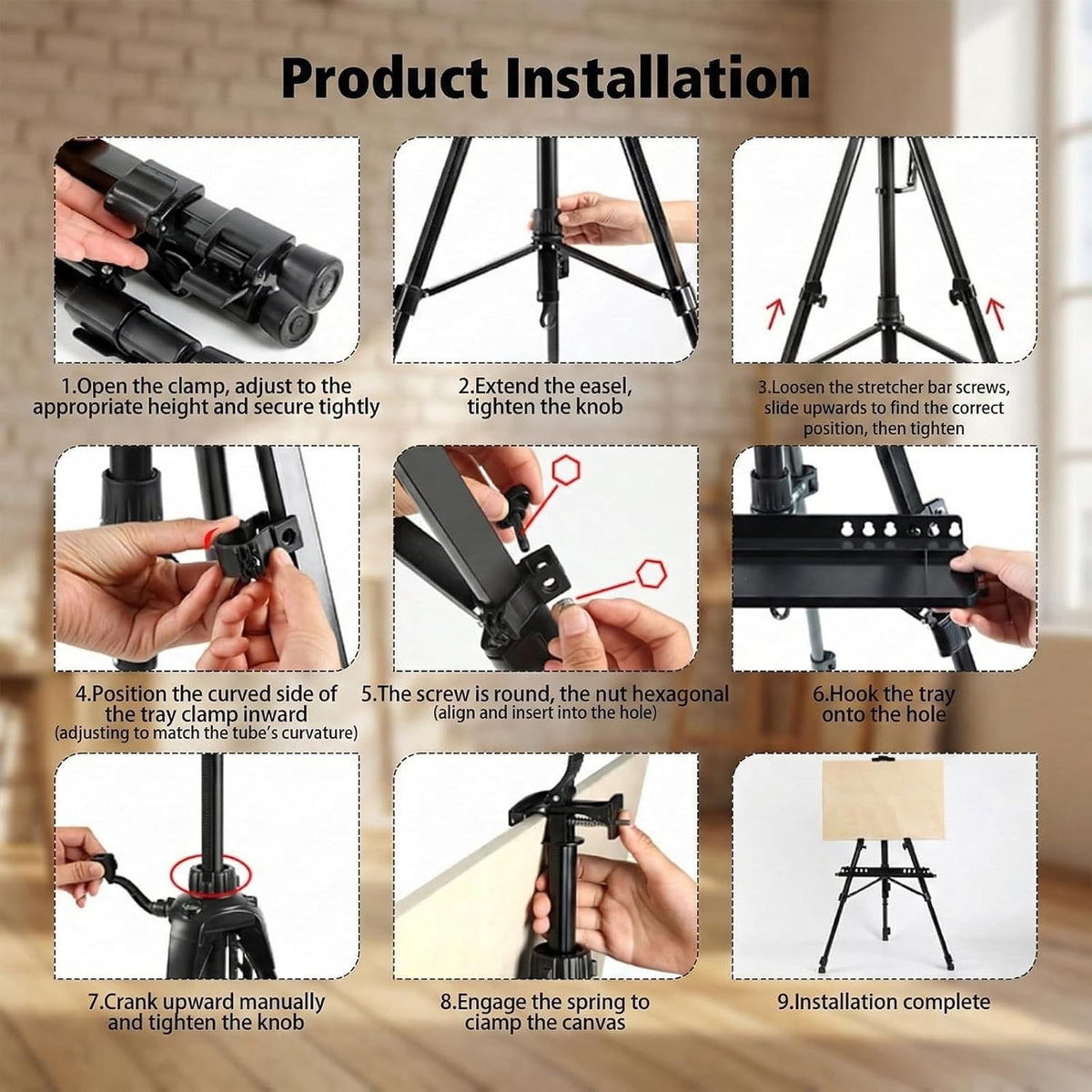 Artist Easel Stand Tripod Adjustable 52-160cm Folding Painting Canvas Display