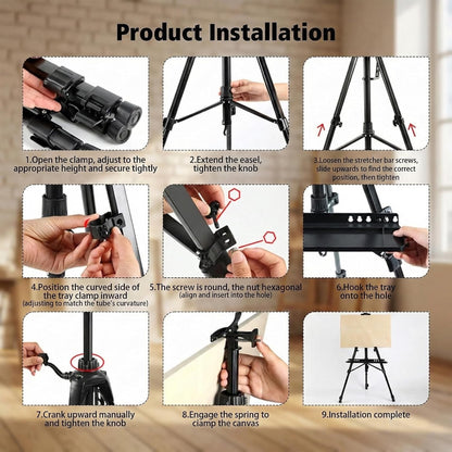 Artist Easel Stand Tripod Adjustable 52-160cm Folding Painting Canvas Display