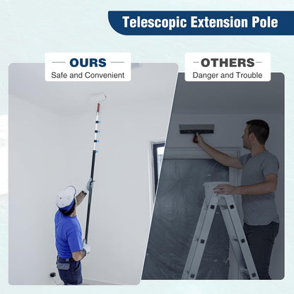 24ft Aluminum Telescopic Extension Pole Window Paint Gutter Duster Tool