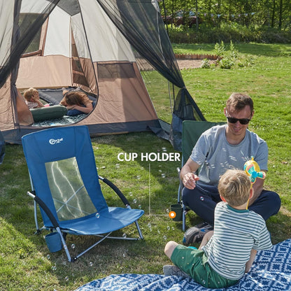 Folding Beach Chair Portable Outdoor Camping Garden Seat 150KG Steel Frame