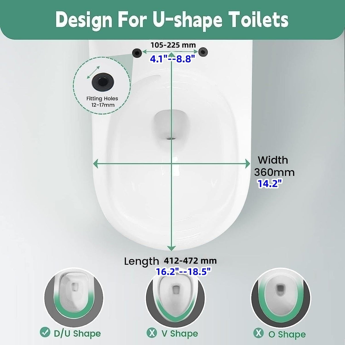 Toilet Seat Soft Close D Shape Quick Release Adjustable Hinges White Top Fix