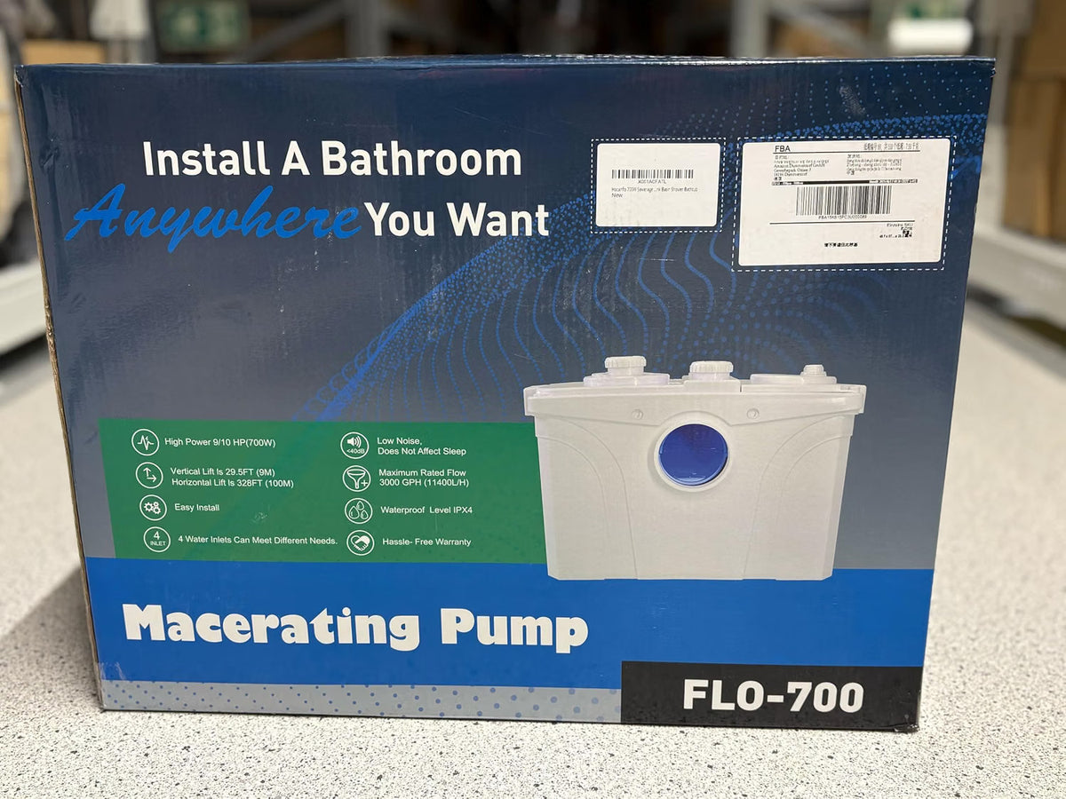 Macerator Sewage Pump 700W Self Cleaning 4 Inlet 9m Lift 100m Horizontal 190LPM