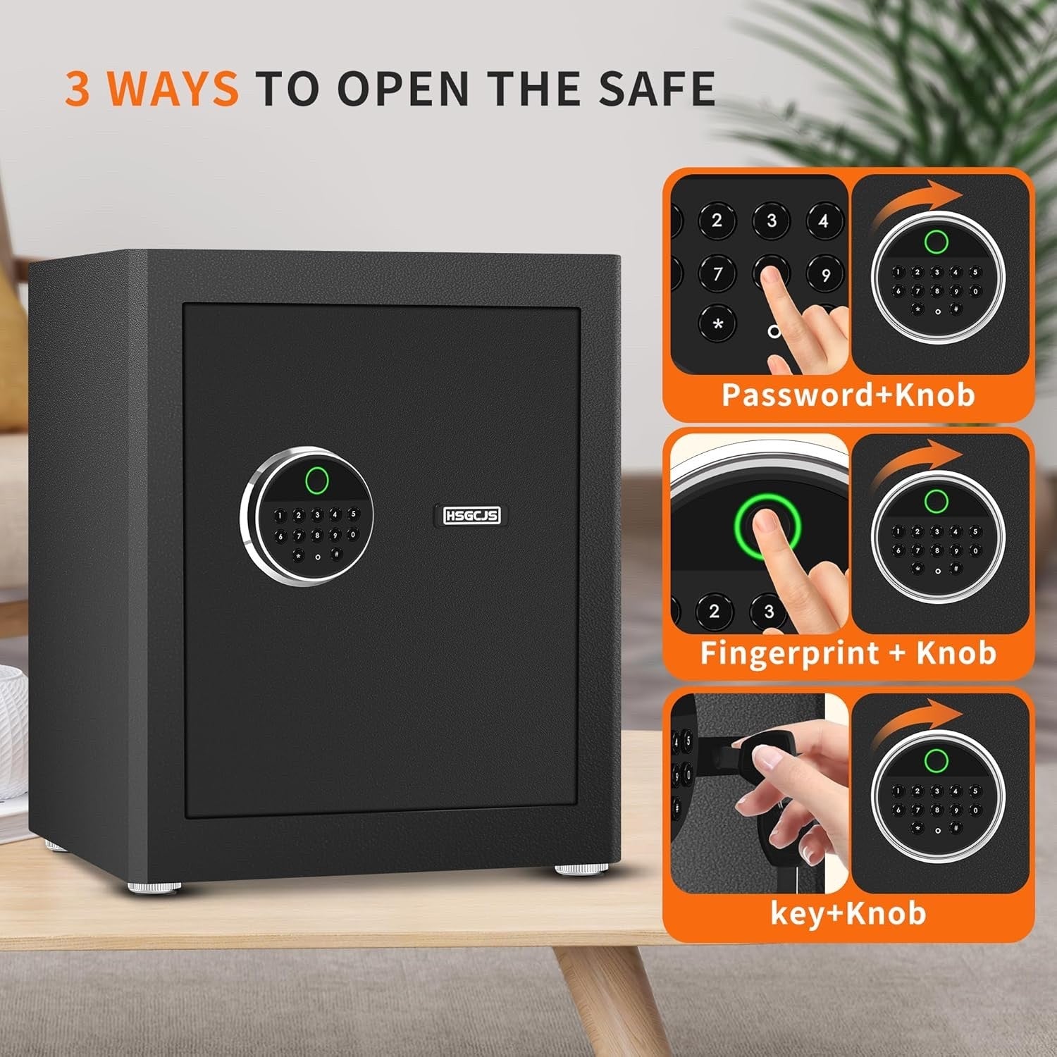 Safe Box Fingerprint Biometric Digital Keypad Security Home Office 1.93cu ft