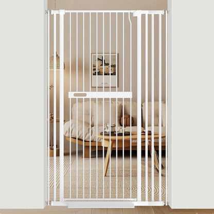 Extra Tall Cat Gate Pet Safety Barrier 155cm White 76-92cm Auto Close Metal