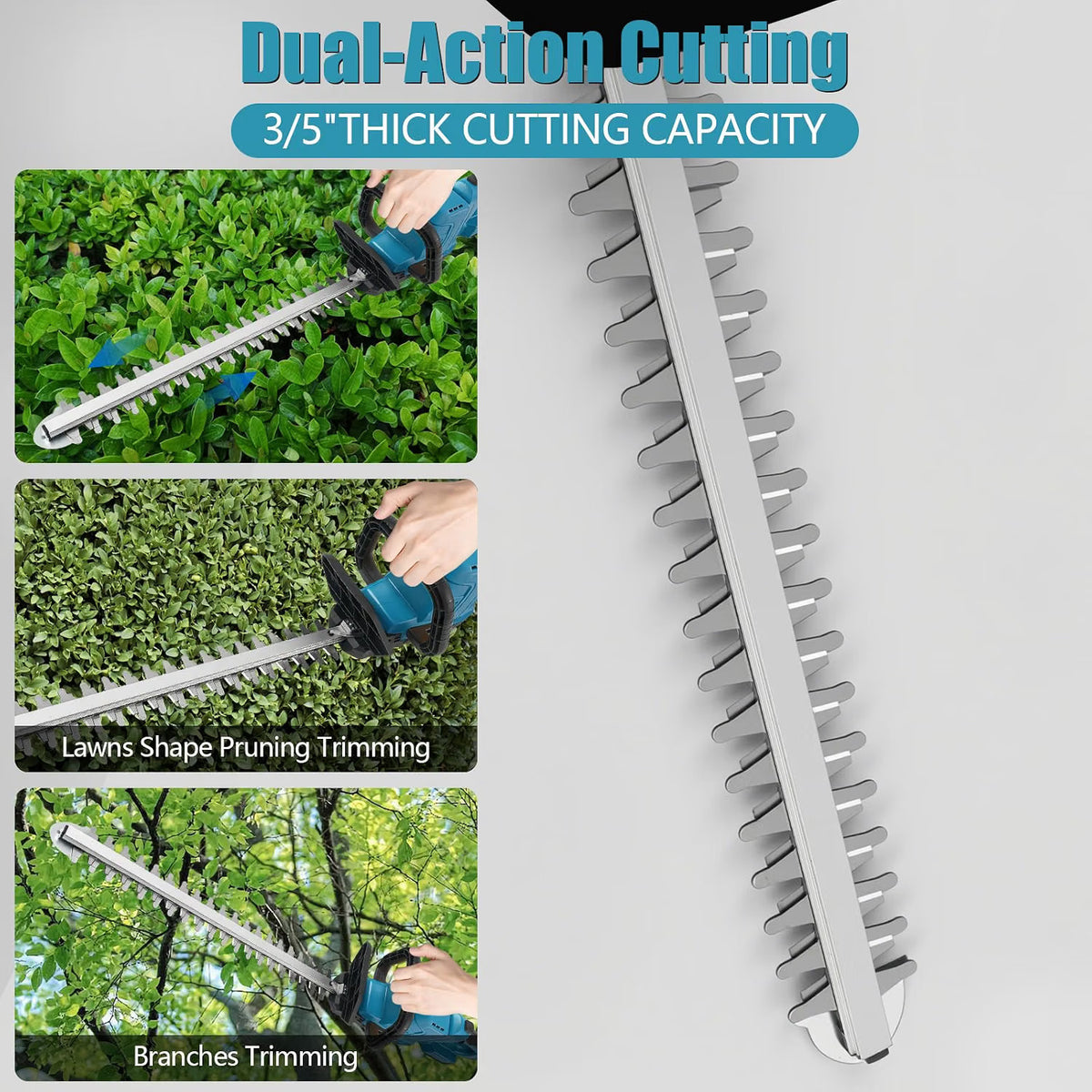 Cordless Hedge Trimmer 50cm 18V Brushless 180° Rotating Head 16mm Cutting
