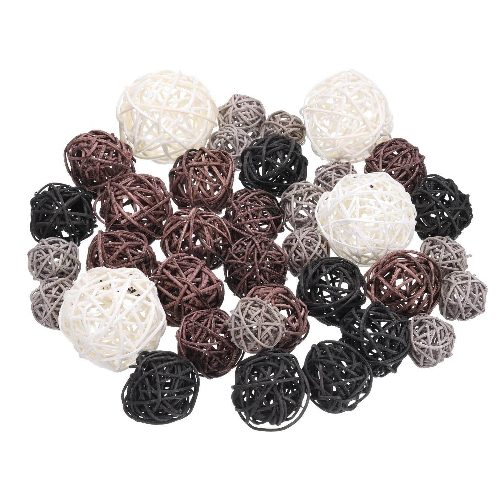 sourcing map 72 Pcs Wicker Rattan Balls, 1.2" 1.6" 2" 2.4" Wood Decorative Balls