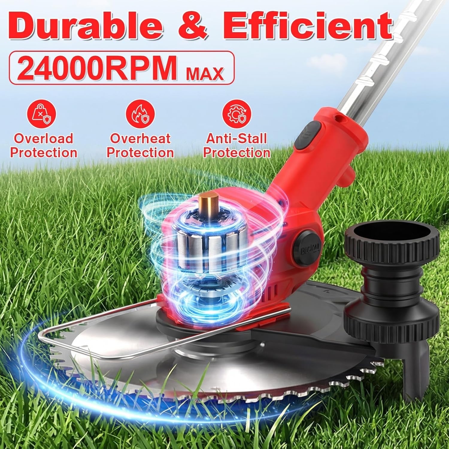 Cordless Strimmer Grass Trimmer 21V 2 Batteries 14 Blades LCD Telescopic Garden